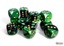 Gemini Black-Green/gold 16mm d6 Dice Block (12 dice) - CHX26639